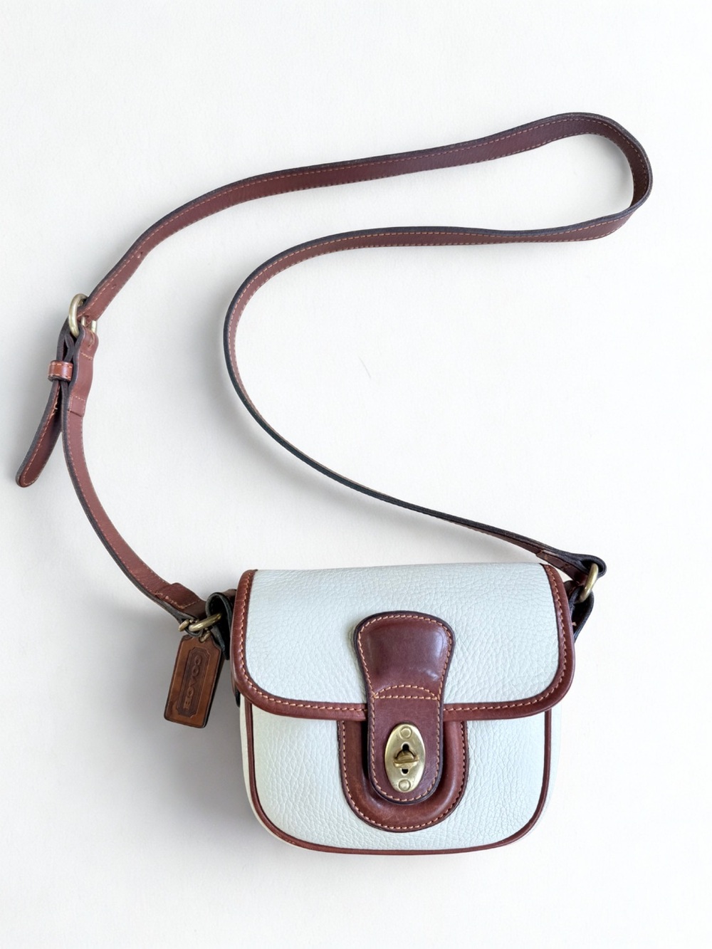 Vintage COACH Two-Tone Leather Flap Crossbody Bag - Style 311 - Picture 7 of 8